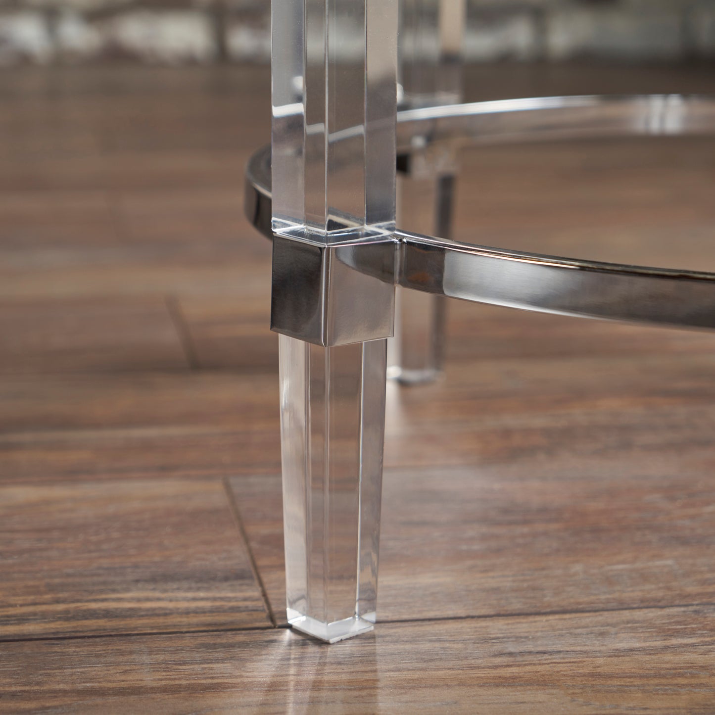 Orson See Through Clear Acrylic & Glass Round End Table