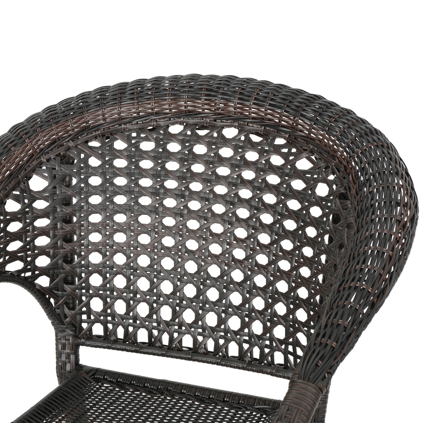 Lester Outdoor 3-Piece Multi-Brown Wicker Chat Set with Drum Table