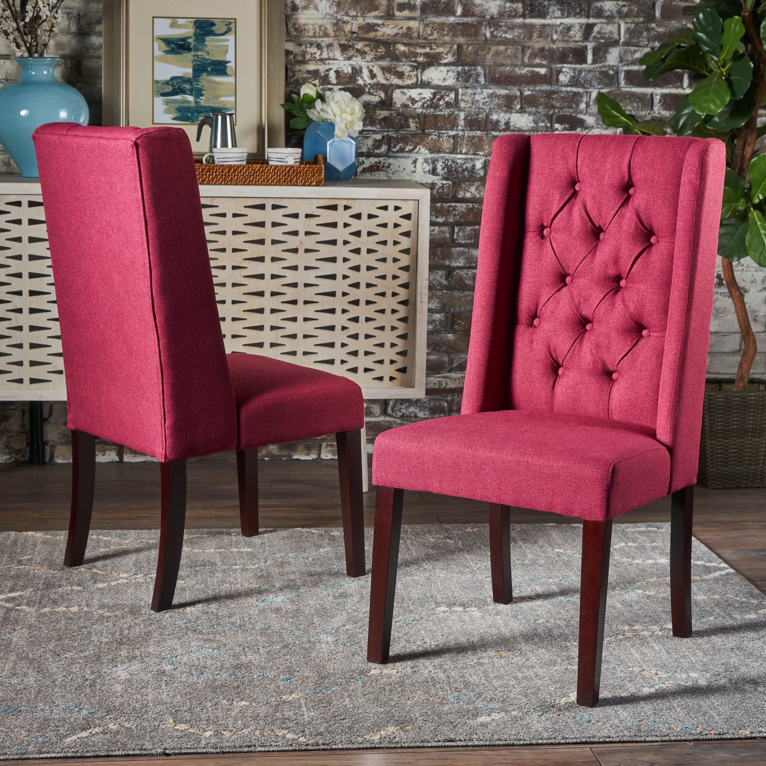 Pink tufted dining deals chair