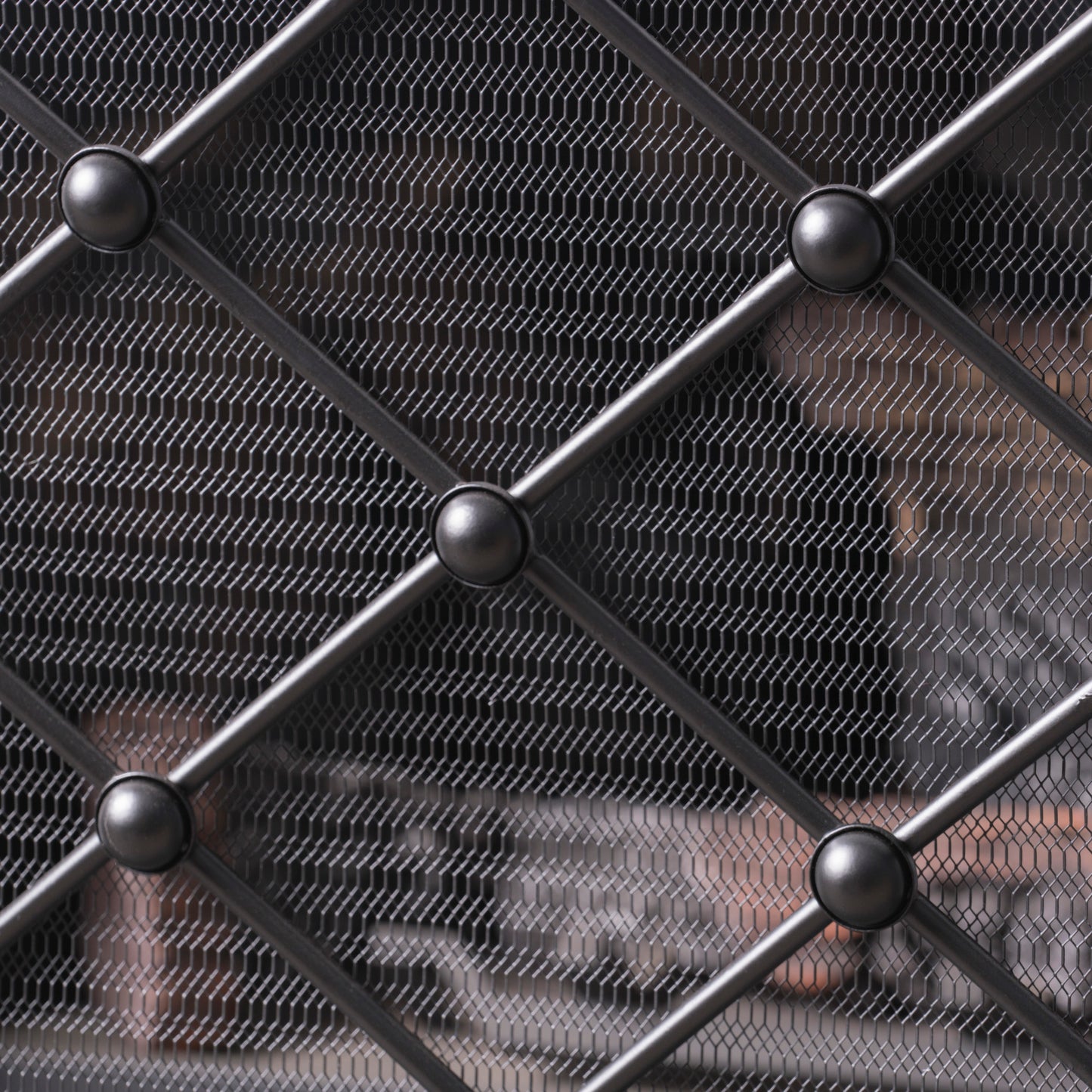 Chamberlain Modern 3-Panel Diamond Pattern Iron Fireplace Screen
