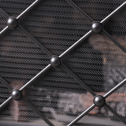 Chamberlain Modern 3-Panel Diamond Pattern Iron Fireplace Screen