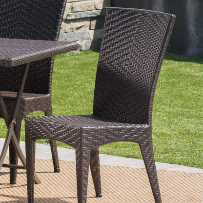 Adia Outdoor 7 Piece Multi-brown Wicker Dining Set with Foldable Table