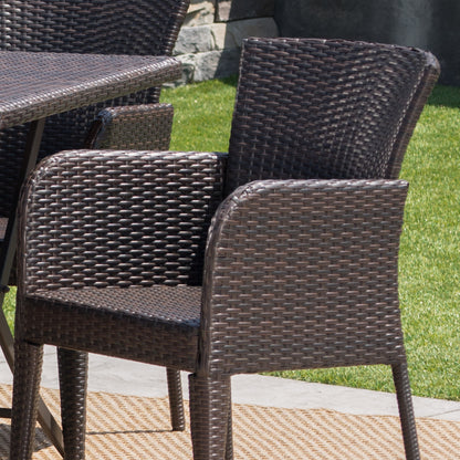 Killion Outdoor 7 Piece Multi-brown Wicker Dining Set with Foldable Table