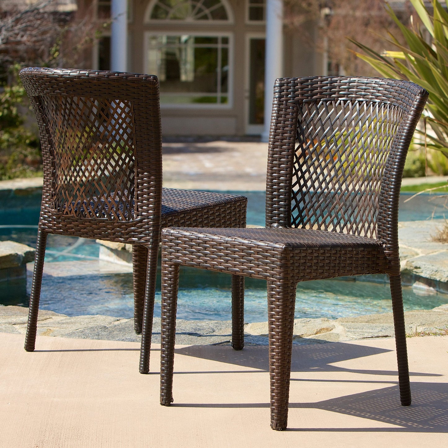 Dana Point Outdoor Patio Furniture Brown Wicker Chairs (Set of 2)