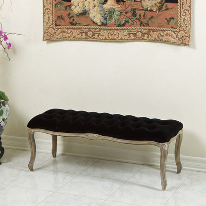 Francis Traditional Button Tufted Velvet Bench
