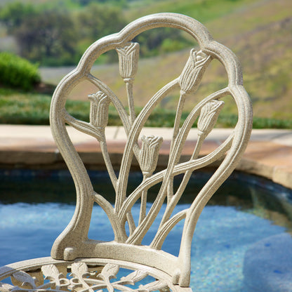 Sonoma Outdoor Vintage Style Cast Aluminum Bistro Set with Tulips