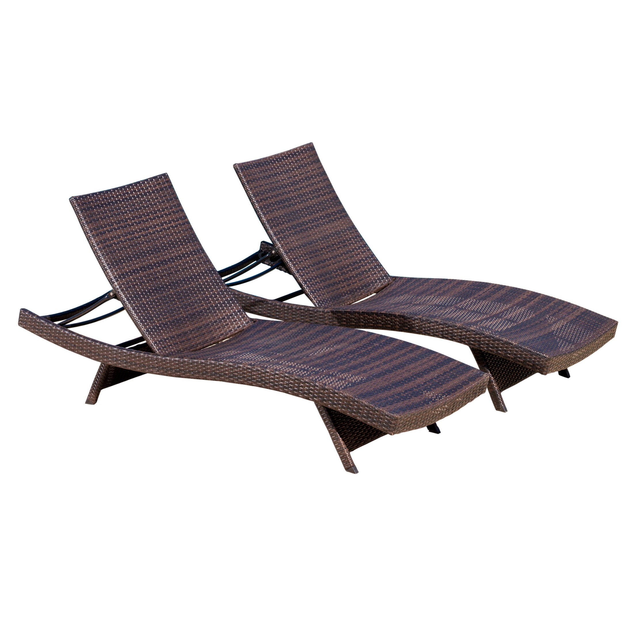 Lakeport Outdoor Adjustable Chaise Lounge Chair, Set Of 2 GDFStudio