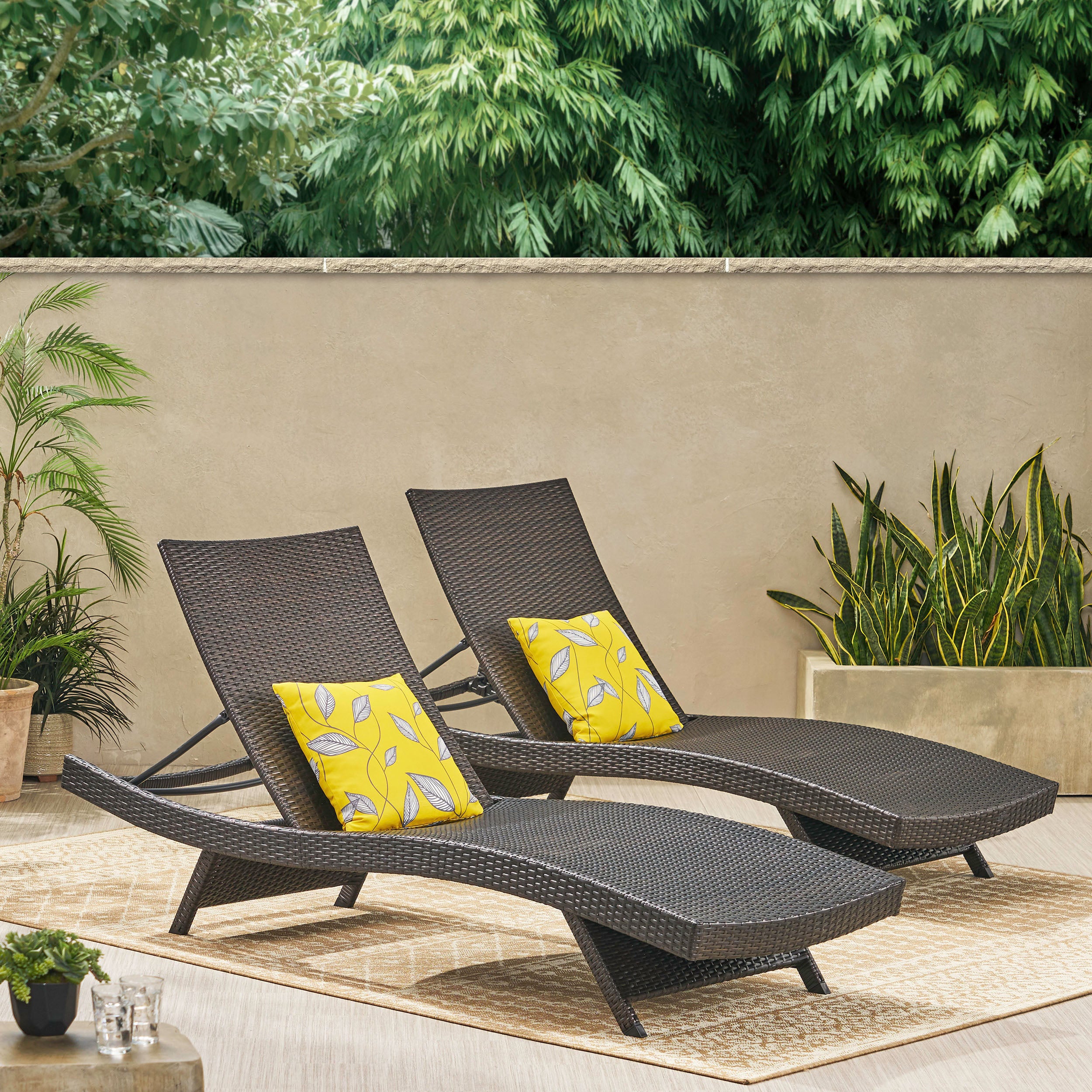 Lakeport Outdoor Adjustable Chaise Lounge Chair Set Of 2 GDFStudio