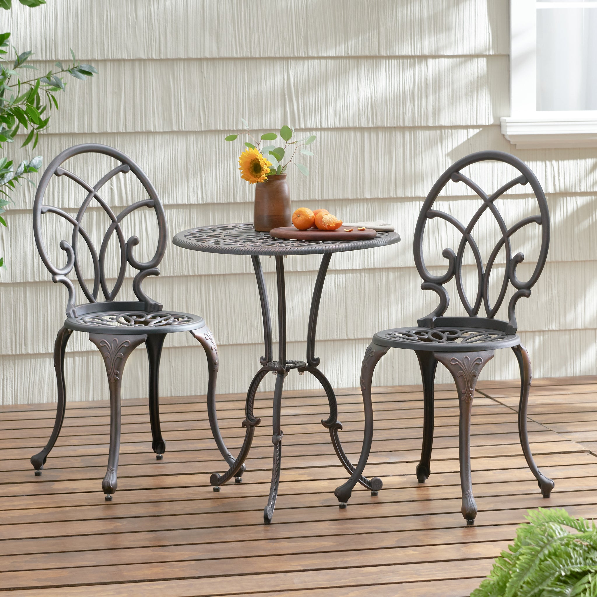 Andover Outdoor 3-Piece Aluminum Bistro Set – GDFStudio