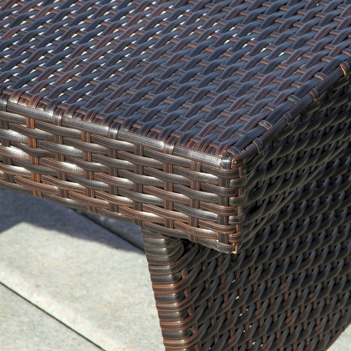 Lakeport Outdoor Brown Wicker Folding Side Table GDFStudio