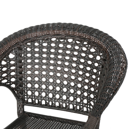 Louisiana Outdoor 7-Piece Brown Wicker Dining Set with Stackable Chairs