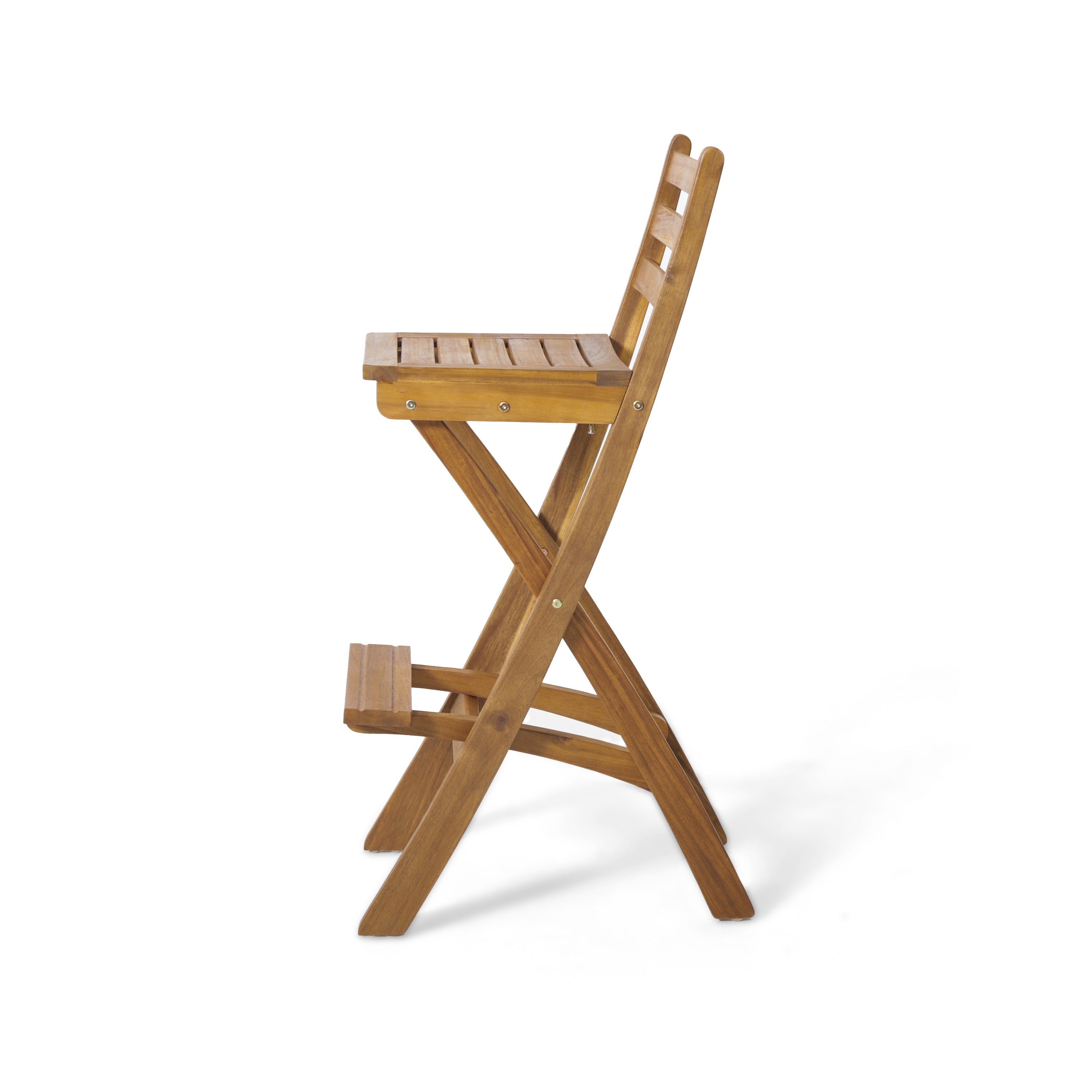 Atlantic Outdoor 30 Inch Foldable Acacia Wood Bar Stool GDFStudio