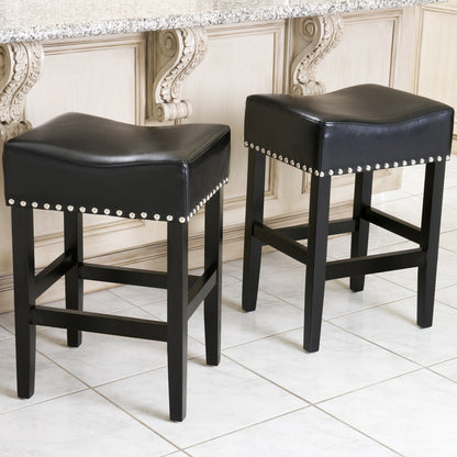 Chantal Backless Leather Counter and Bar Stool, Set of 2