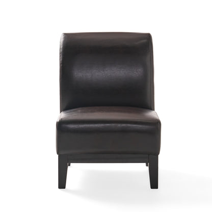 Brakar Contemporary Brown Leather Slipper Chair