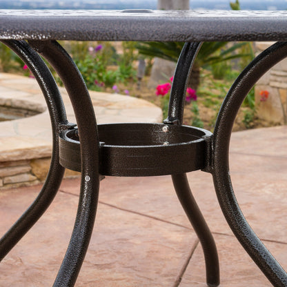 Covington Outdoor 5-Piece Bronze Cast Aluminum Dining Set with Umbrella Hole