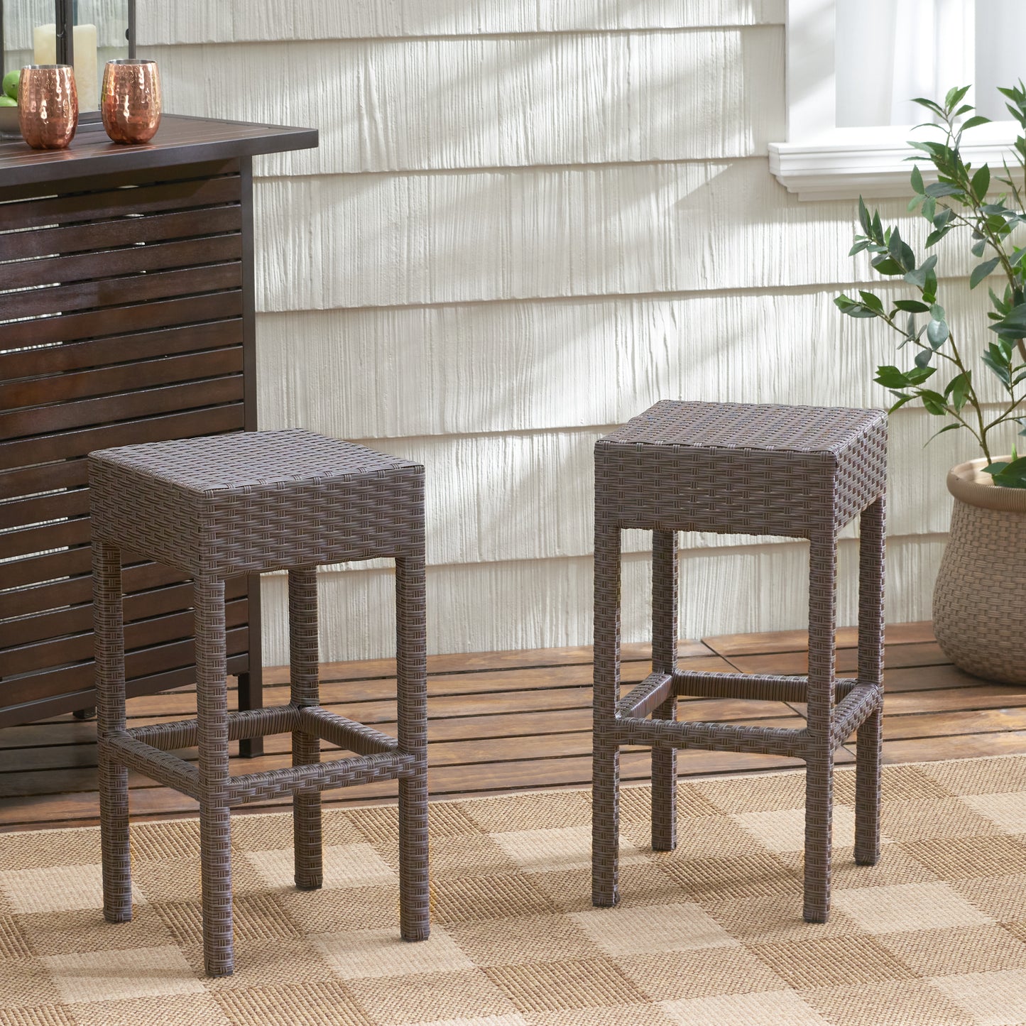Rudolfo 28-Inch Outdoor Backless Bar Stools (Set of 2)