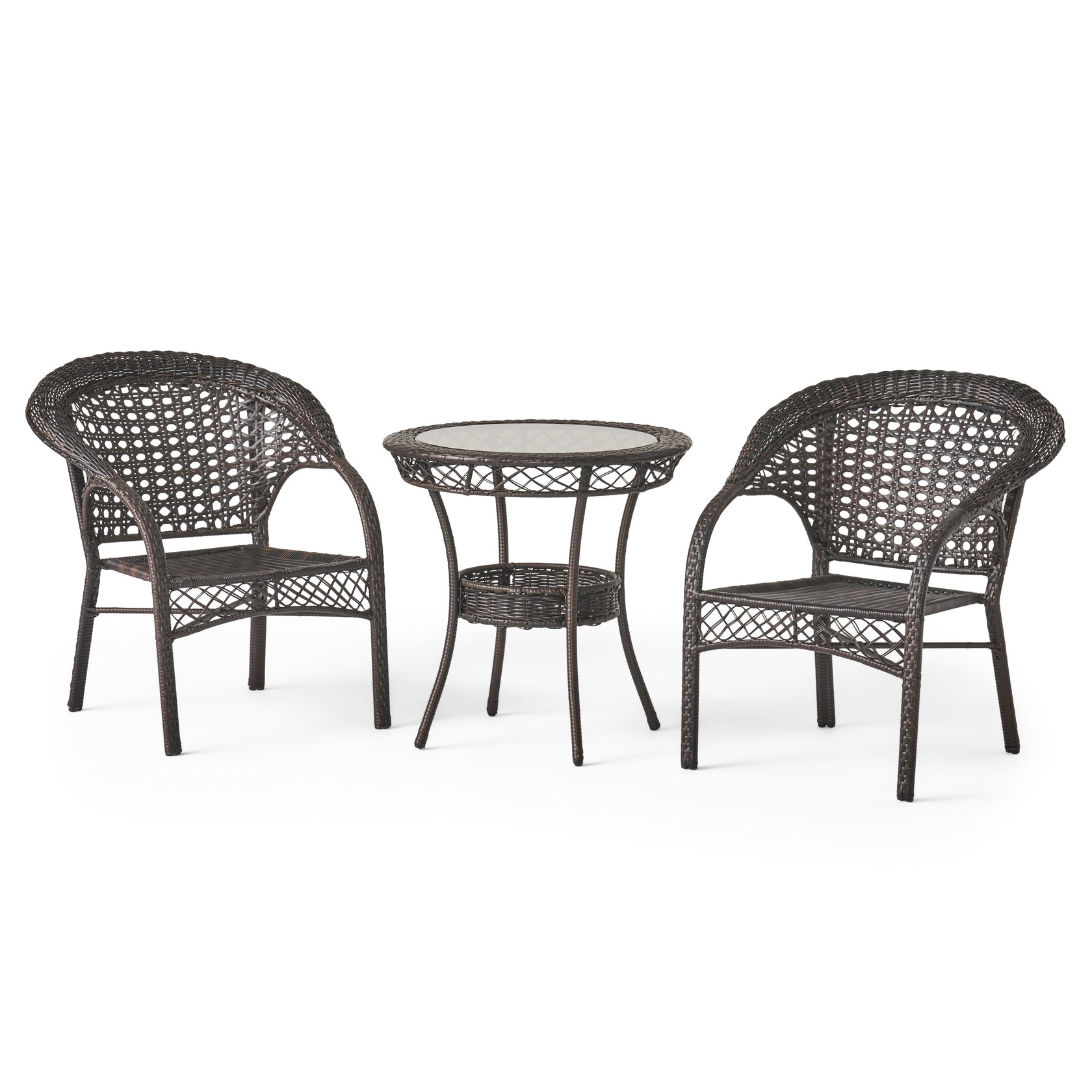 Malibu Brown 3pc Wicker Bistro Set GDFStudio