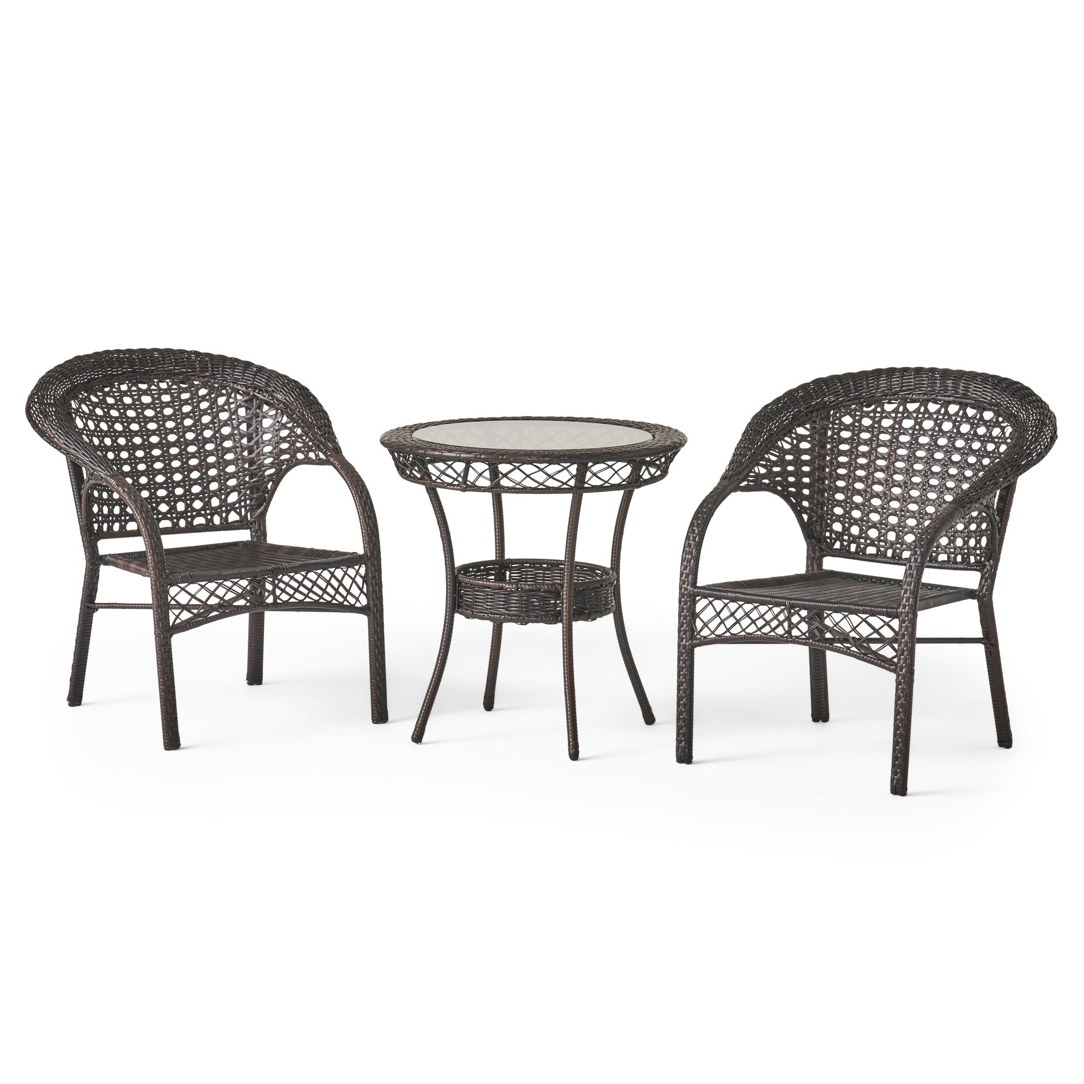 Malibu Brown 3pc Wicker Bistro Set GDFStudio
