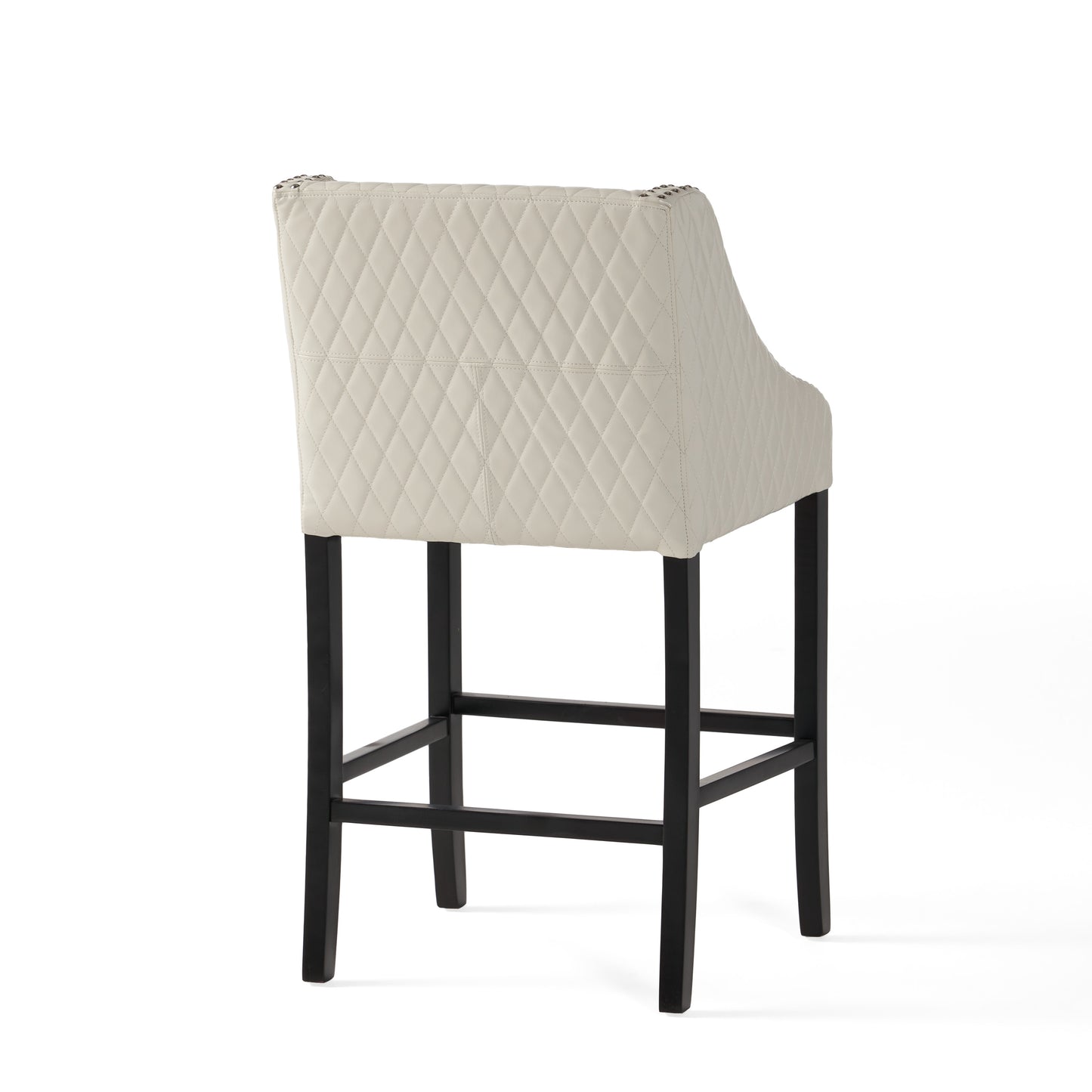 Filton Contemporary Quilted Ivory Leather Counterstool with Nailhead Accents