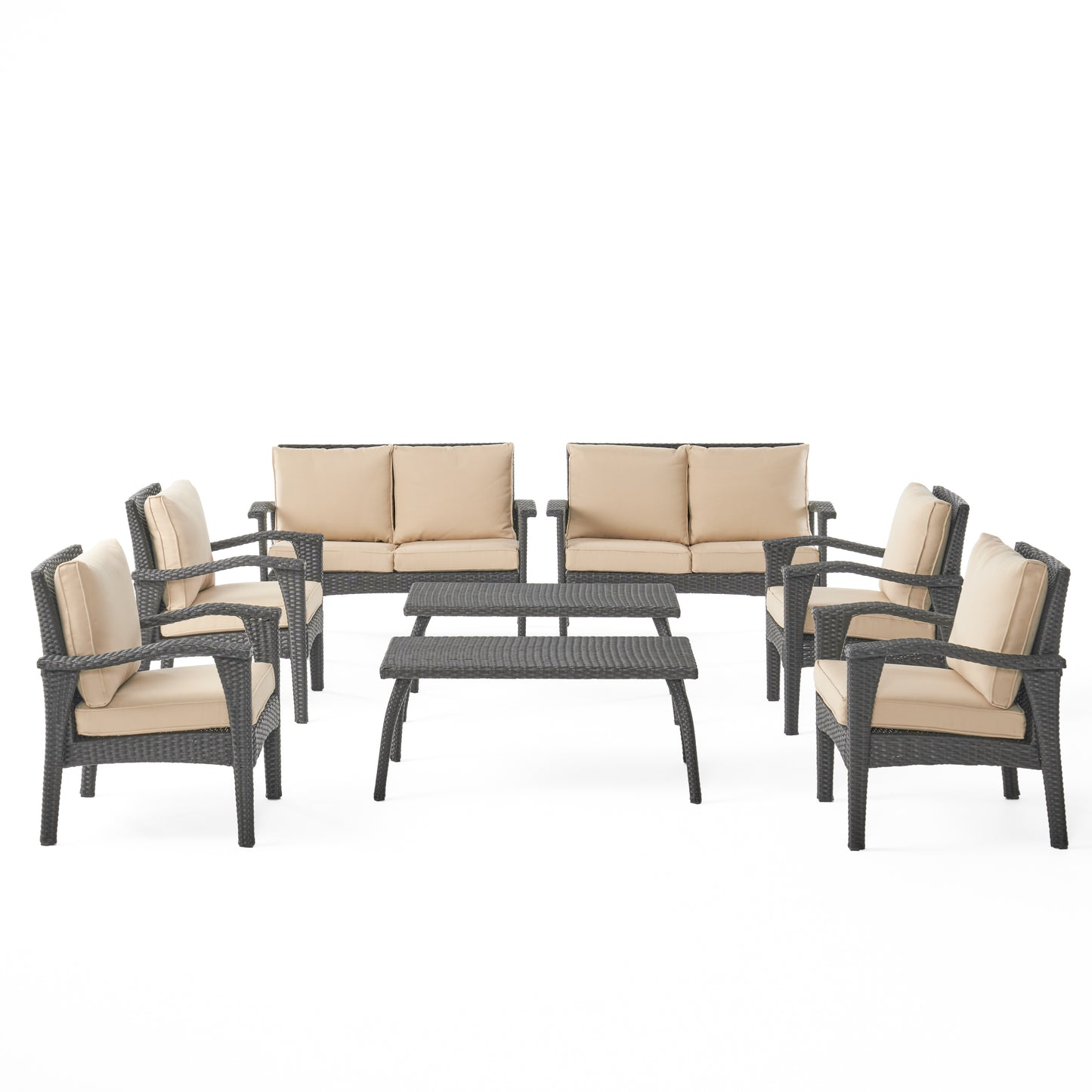 Voyage Outdoor 8pc Brown Wicker Seating Set