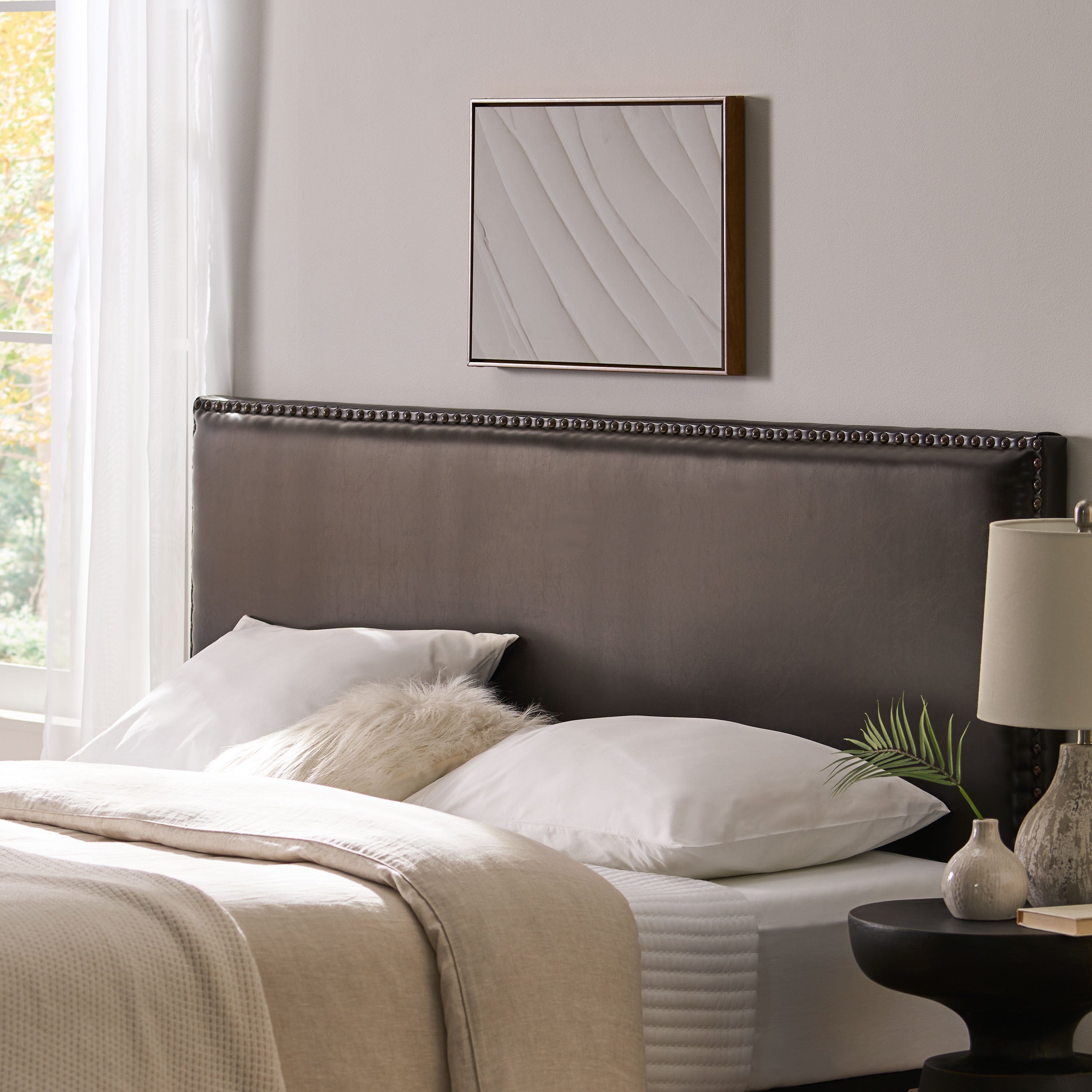 Westin King to Cal King Adjustable Brown Leather Headboard