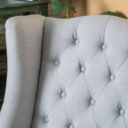 Clarice Tall Wingback Silver Tufted Fabric Accent Chair