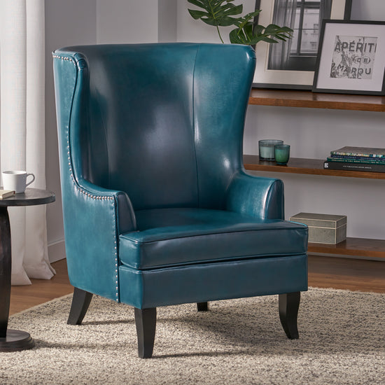 Jameson Leather High Back Wingback Armchair – GDFStudio