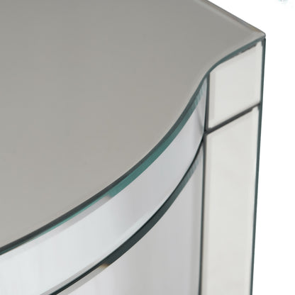 Jacinda Modern Glam Mirrored 3 Drawer Side Table