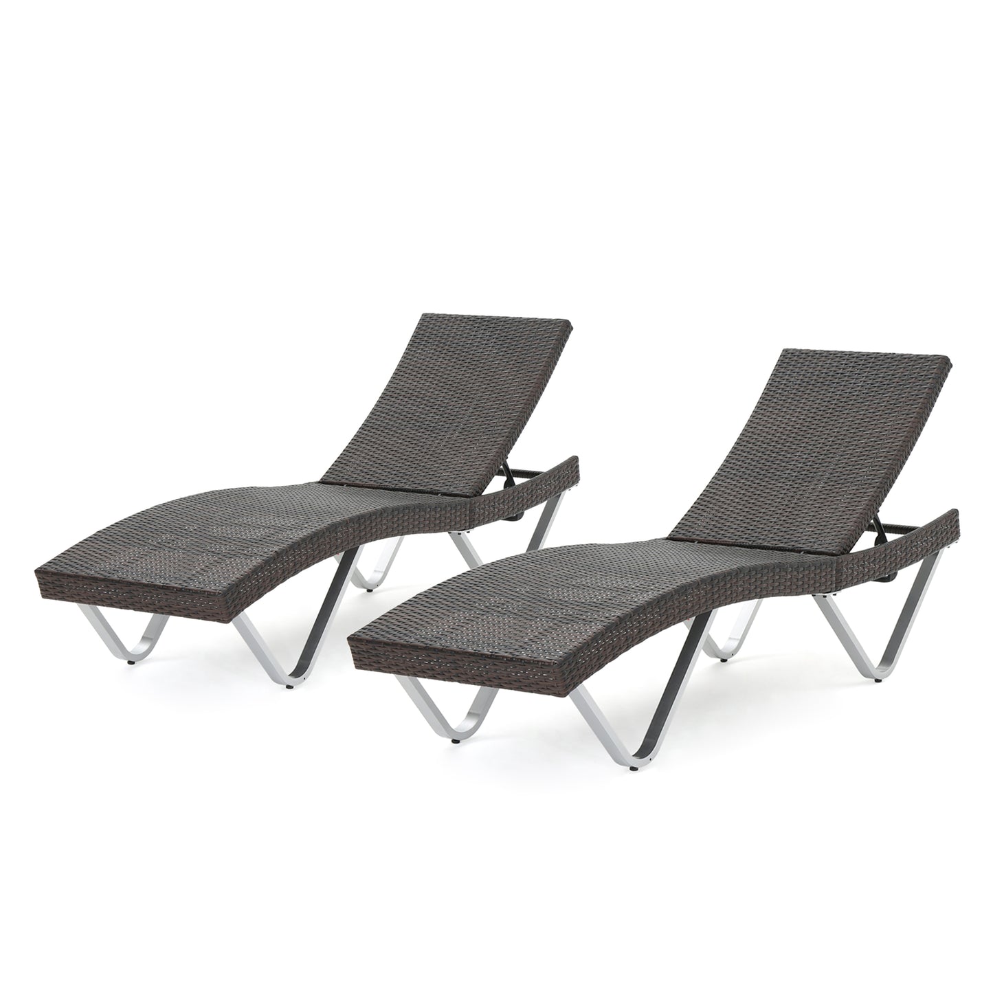 Manuela Outdoor Brown Wicker Aluminum Chaise Lounge Chair