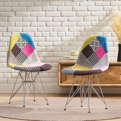 Cassius Multi-Color Patchwork Fabric Accent Chair (Set of 2)
