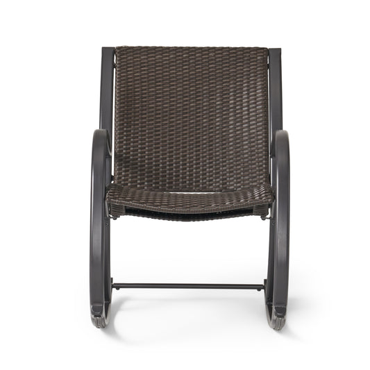 Leann Outdoor Dark Brown Wicker Rocking Chair