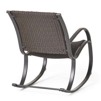 Leann Outdoor Dark Brown Wicker Rocking Chair