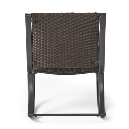 Leann Outdoor Dark Brown Wicker Rocking Chair