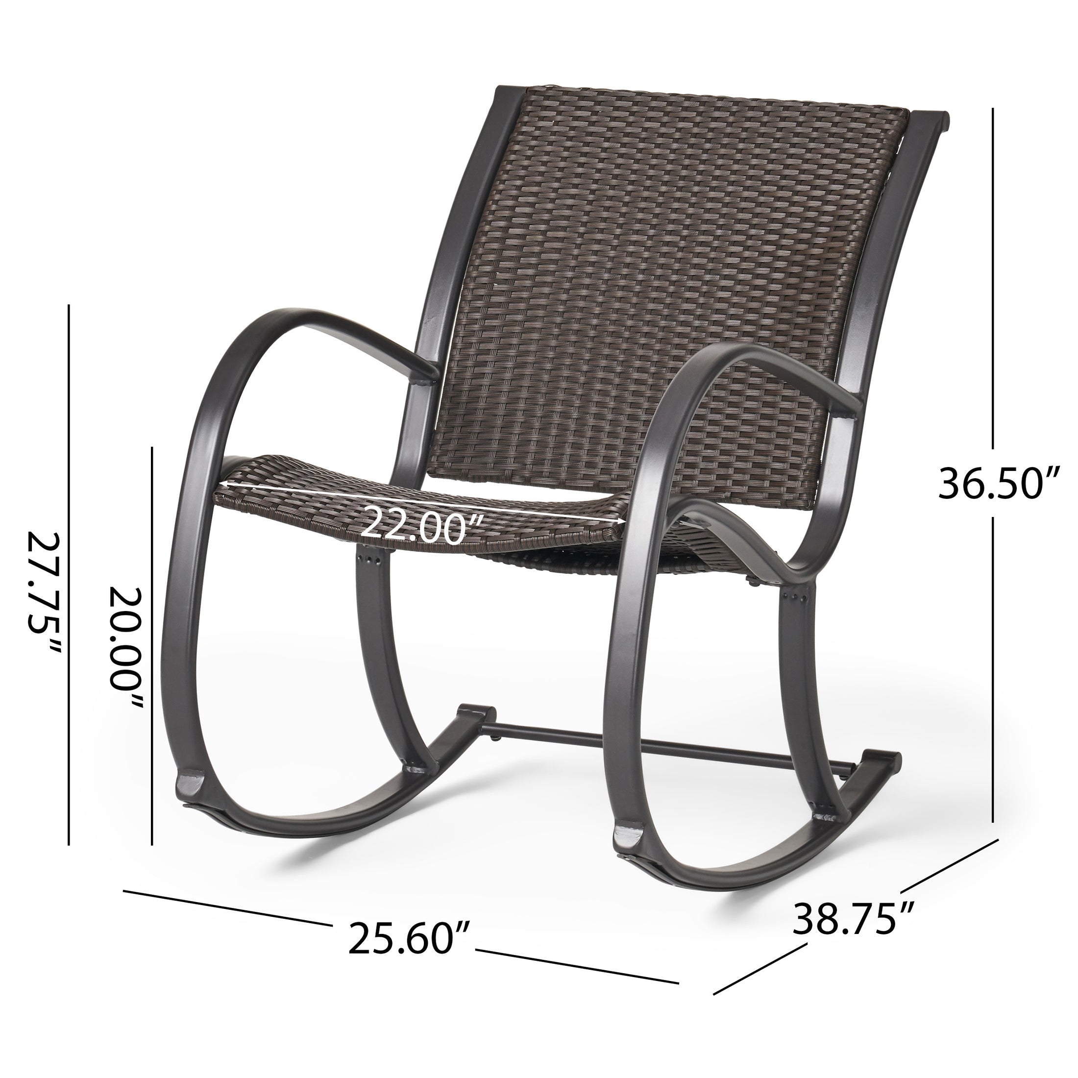 Leann Outdoor Dark Brown Wicker Rocking ChairN GDFStudio