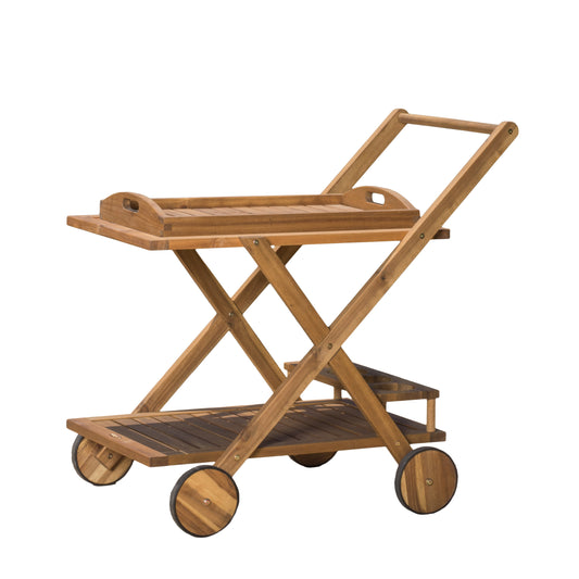 Kadence Natural Wood Stained Kitchen Serving Cart
