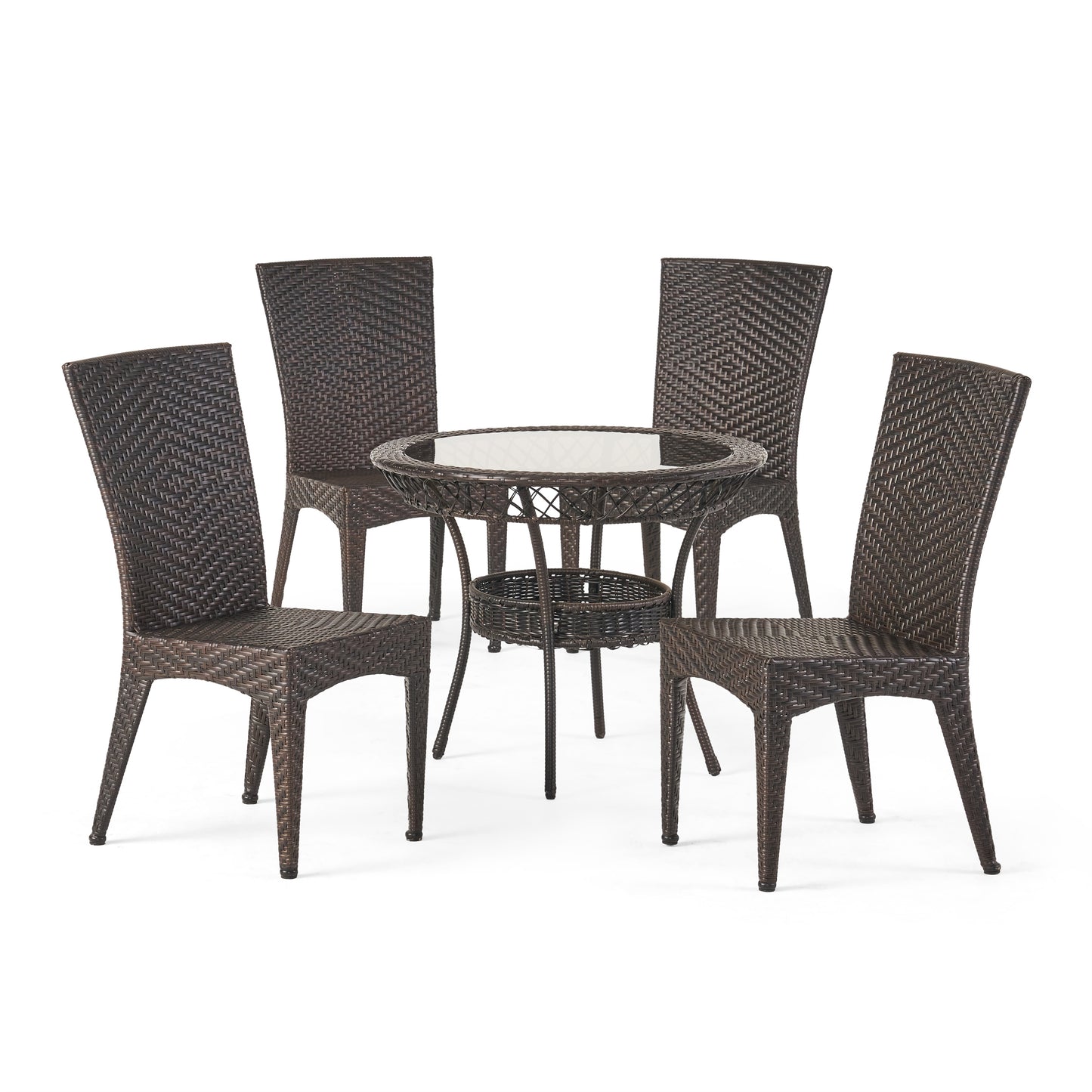 Solana Outdoor Multibrown Wicker 5pc Dining Set
