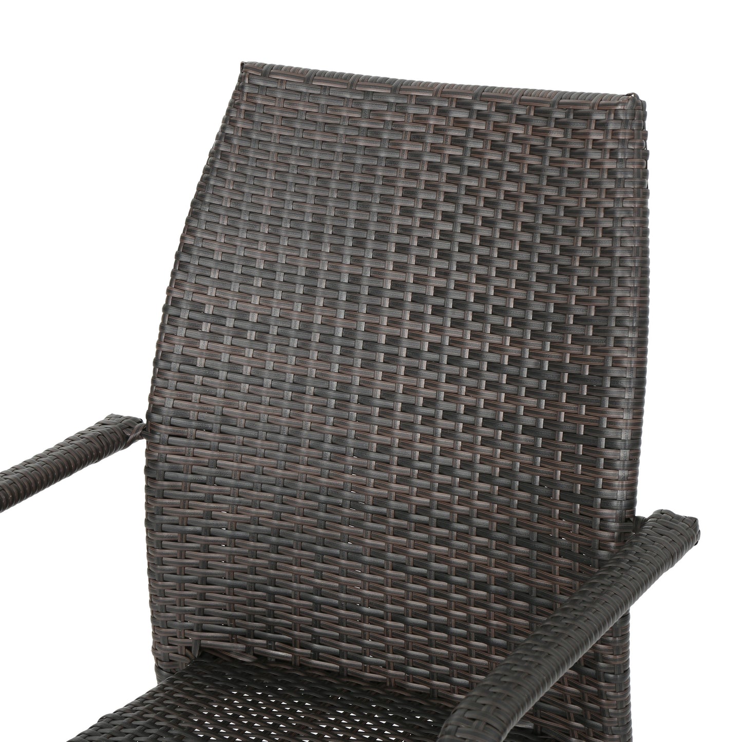 Michael Outdoor 3-Piece Multi-Brown Wicker Bistro Set with Tempered Glass Top