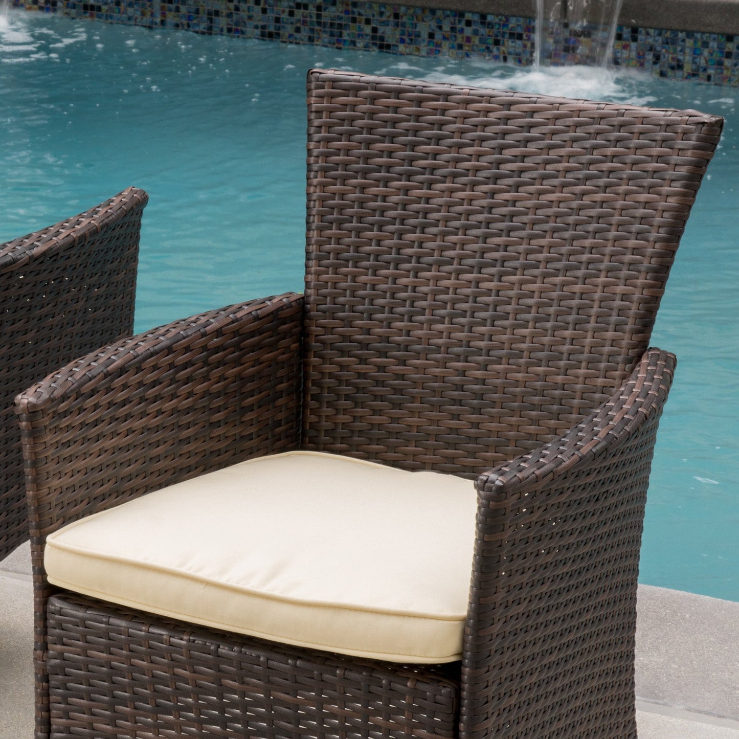 Clementine Outdoor Multibrown PE Wicker Dining Chairs (Set of 2)
