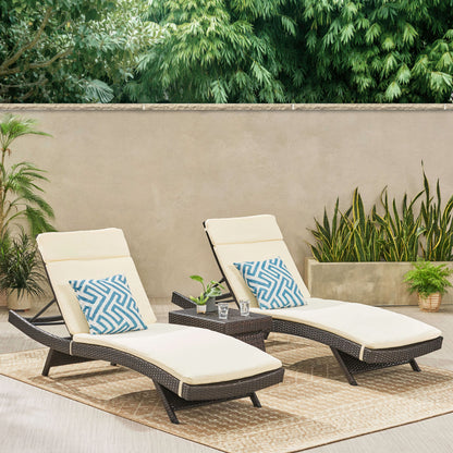 Lakeport 3pc Outdoor Wicker Chaise Lounge Chair & Table Set