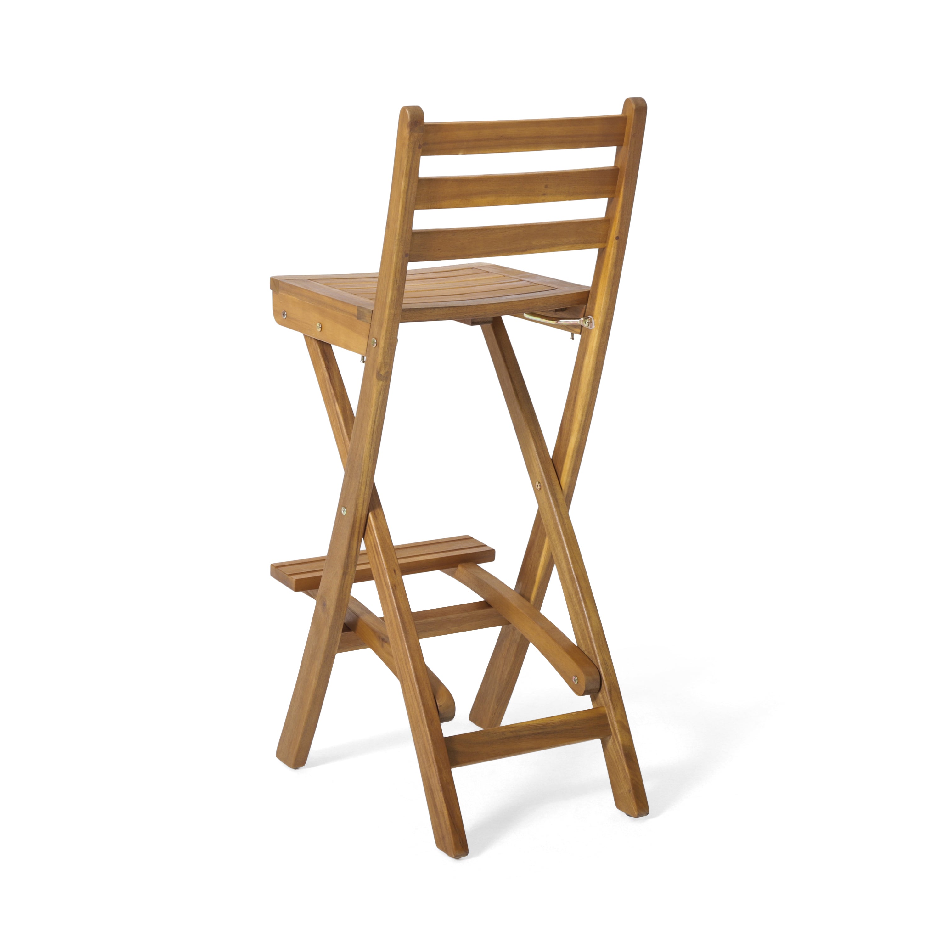 Atlantic Outdoor 30 Inch Foldable Acacia Wood Bar Stool GDFStudio