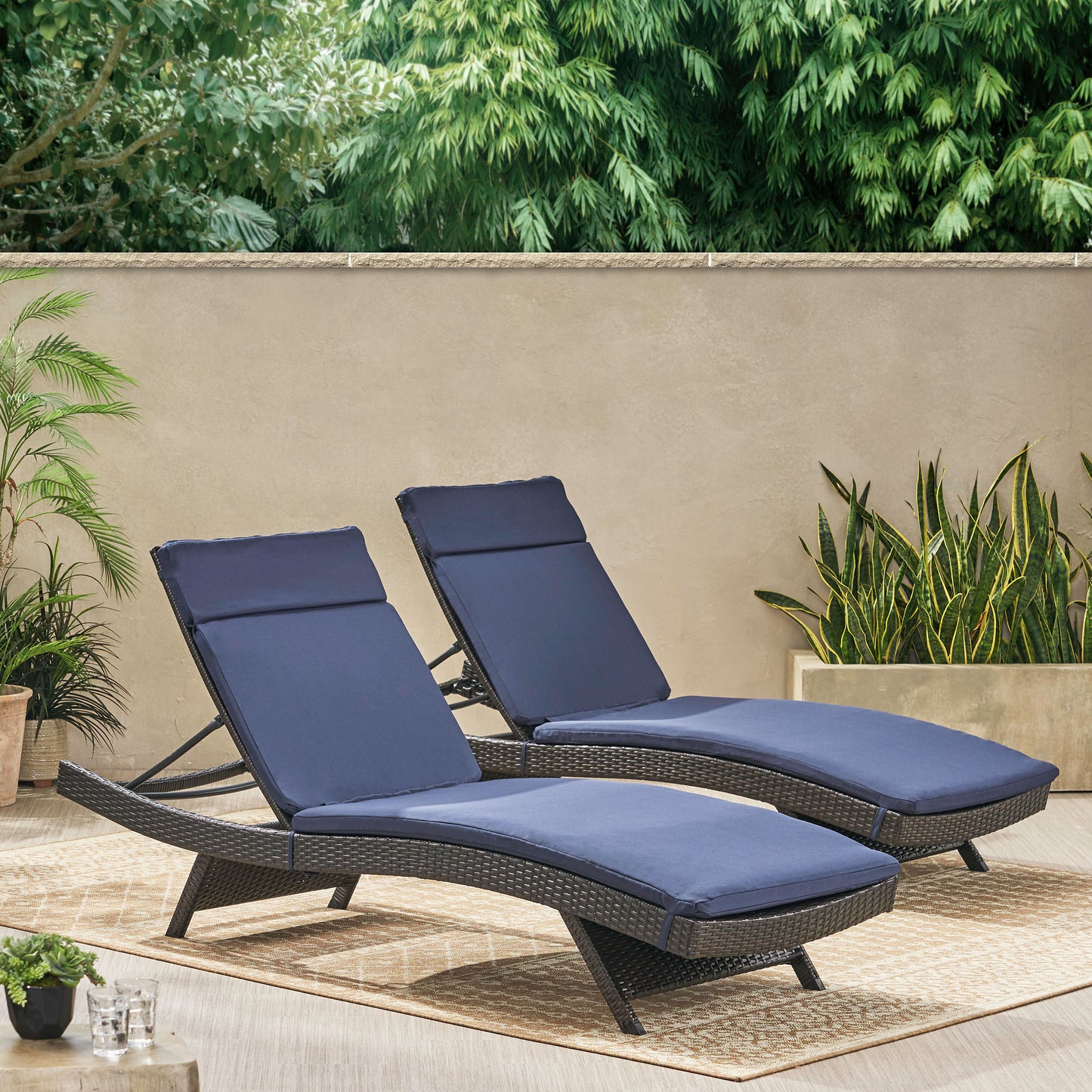 Albany Outdoor Water-Resistant Fabric Chaise Lounge Cushions (Set of 2)
