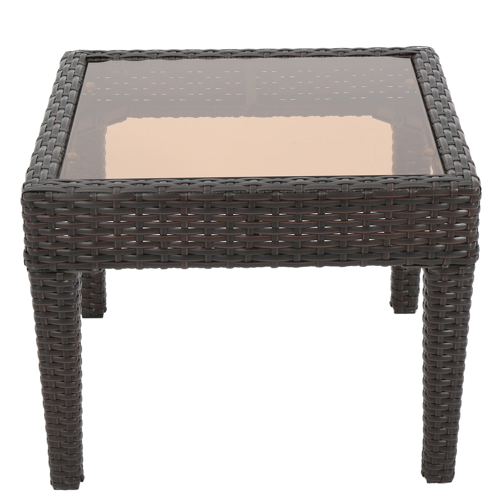 Jermaine Outdoor Brown Wicker Side Table GDFStudio