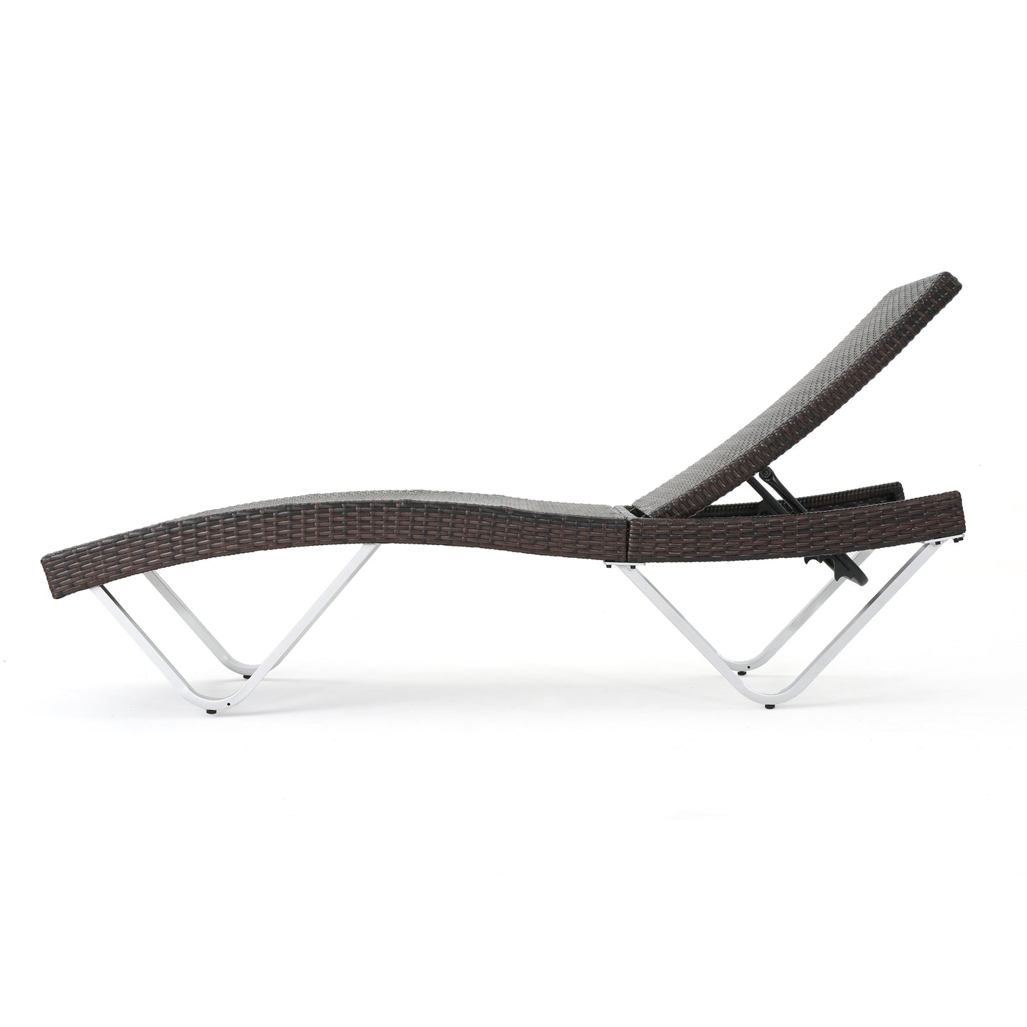 Manuela Outdoor Multi Brown Wicker Chaise Lounge with Table
