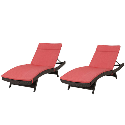 Lakeport Outdoor Adjustable Chaise Lounge Chairs w/ Cushions (set of 2)