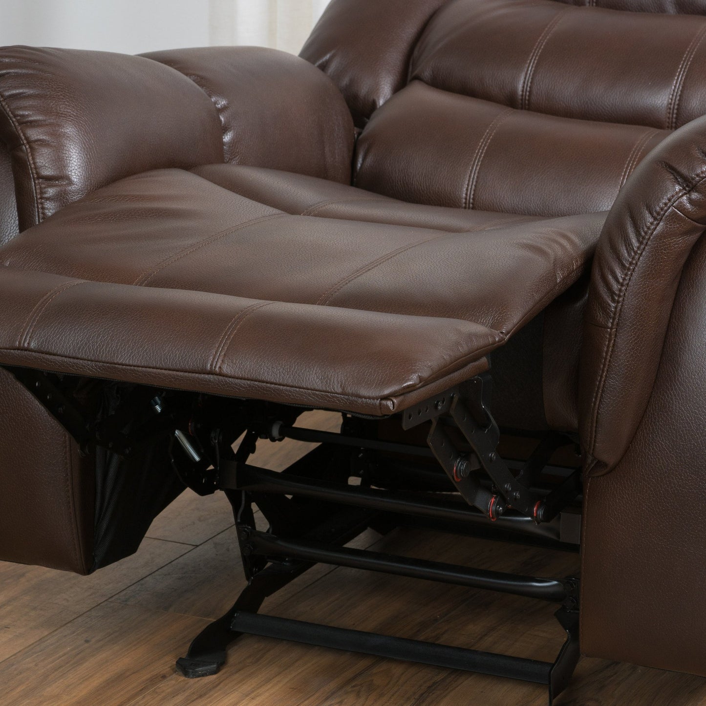 Emryka Brown PU Leather Glider Recliner Club Chair