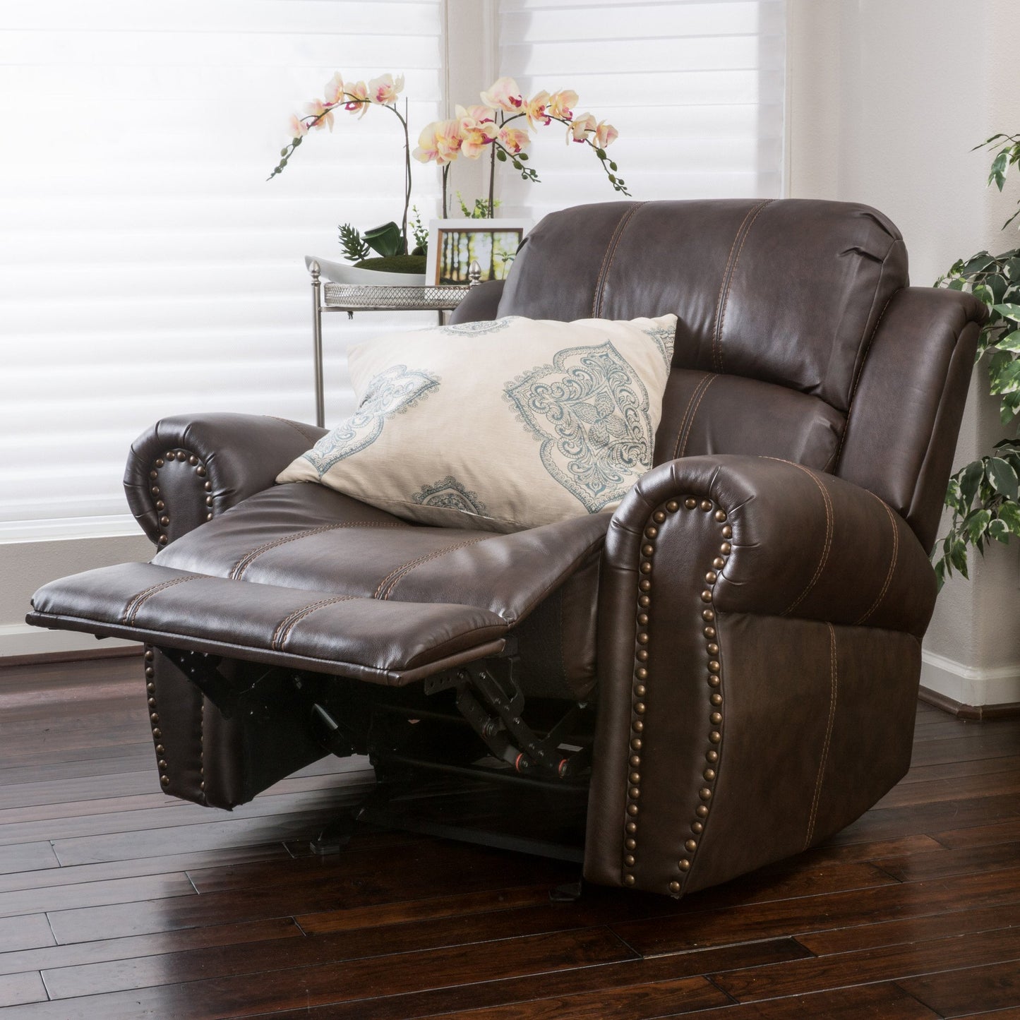 Harbor Brown Leather Glider Recliner Club Chair