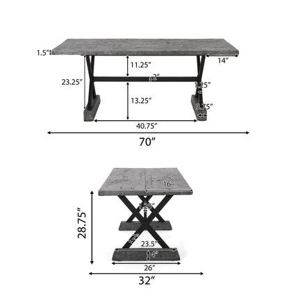 Lavelle Outdoor Lightweight Concrete Dining Table
