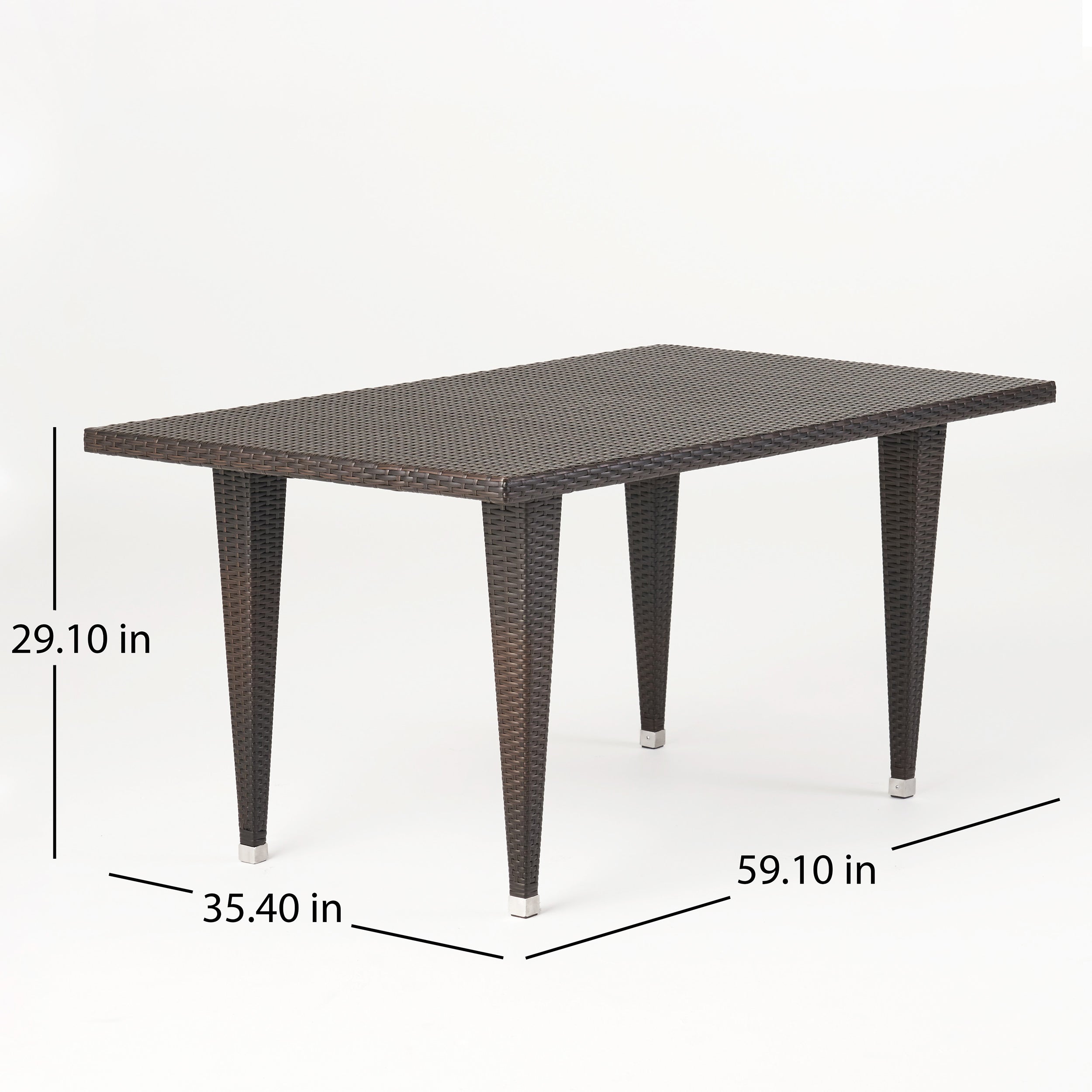 Medens Contemporary Outdoor Multi Brown Polyethylene Rectangle Table ...