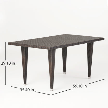 Medens Contemporary Outdoor Multi Brown Polyethylene Rectangle Table