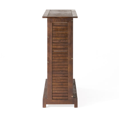 Jalama Acacia Wood Bar Table with Storage, Rich Mahogany